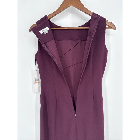 NWT Calvin Klein Women's Size 2 Purple Round-Neck Sleeveless Sheath Dress Work - Picture 12 of 13
